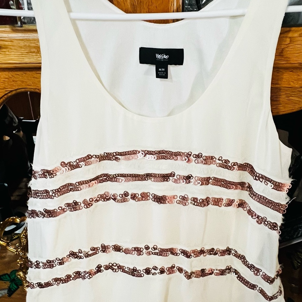 Mossimo Supply Co. Cream Sequin Tank Top